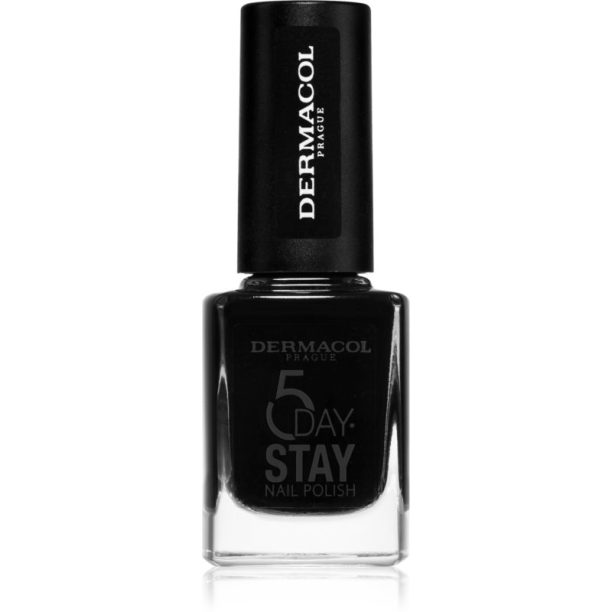 Dermacol 5 Day Stay дълготраен лак за нокти цвят 55 Black Onyx 11 мл.