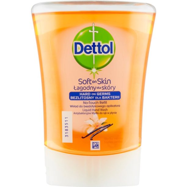 Dettol Soft on Skin Kids No-Touch Refill пълнител за безконтактен дозатор за сапун Sweet Vanilla 250 мл.