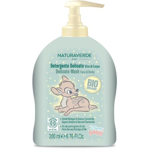 Disney Naturaverde Baby Delicate Wash нежен сапун за лице и тяло за деца от раждането им 200 мл.