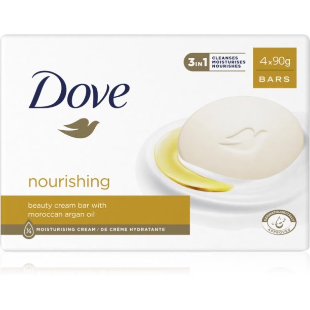 Dove Cream Oil твърд сапун с арганово масло 4x90 гр.