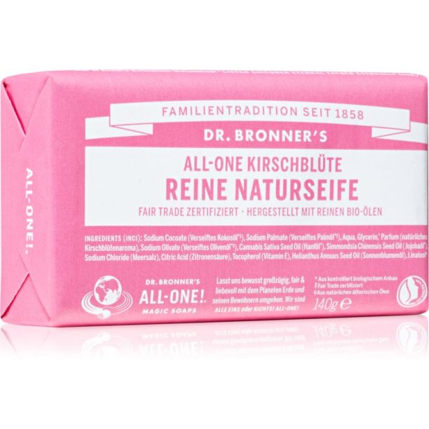 Dr. Bronner’s Cherry Blossom Pure Castile Soap Bar твърд сапун 140 гр. на ниска цена