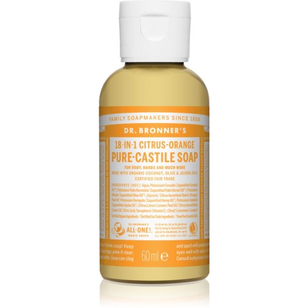 Dr. Bronner’s Citrus & Orange течен универсален сапун 60 мл.