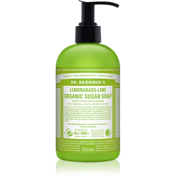 Dr. Bronner’s Lemongrass & Lime течен сапун за тяло и коса 355 мл. на ниска цена