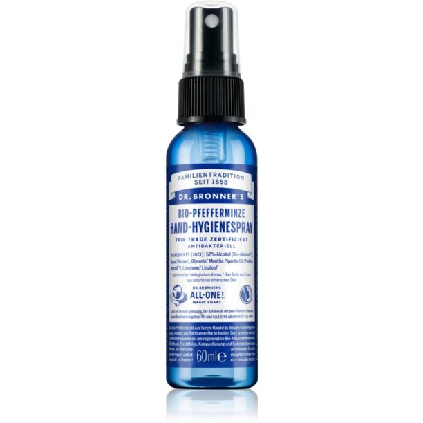 Peppermint Peppermint Dr. Bronner’s Peppermint спрей за почистване на ръце 60 мл.