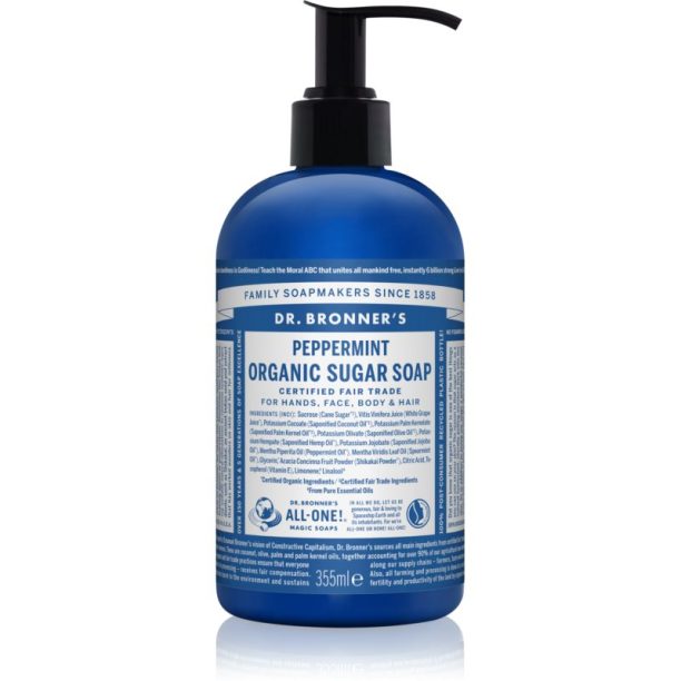 Dr. Bronner’s Peppermint течен сапун за тяло и коса 355 мл. на ниска цена