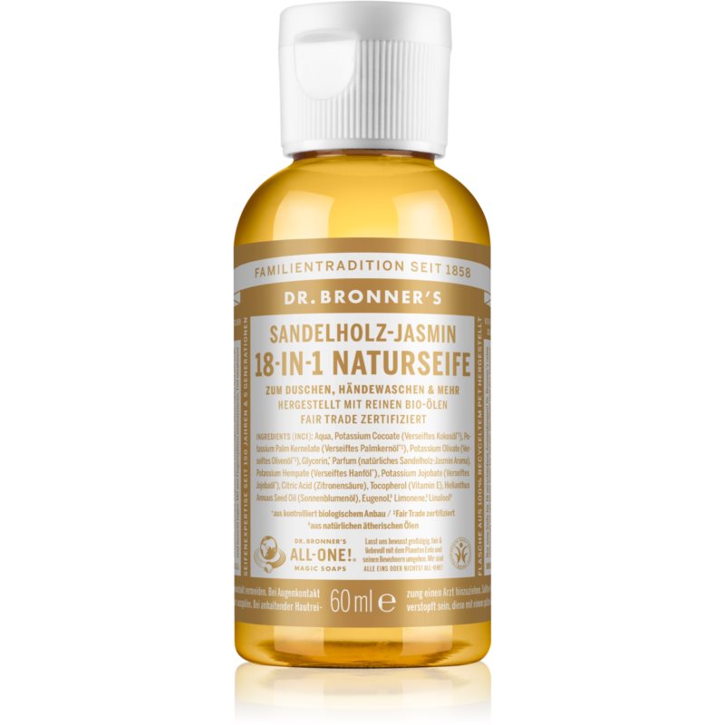 Dr. Bronner’s Sandalwood & Jasmine течен универсален сапун 60 мл.