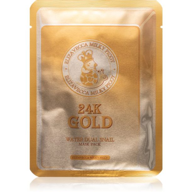 Elizavecca Milky Piggy 24K Gold Water Dual Snail Mask хидратираща платнена маска с 24 каратово злато 10x25 мл. на ниска цена