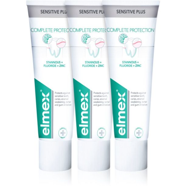 Elmex Sensitive Plus Complete Protection подсилваща паста за зъби 3x75 мл.