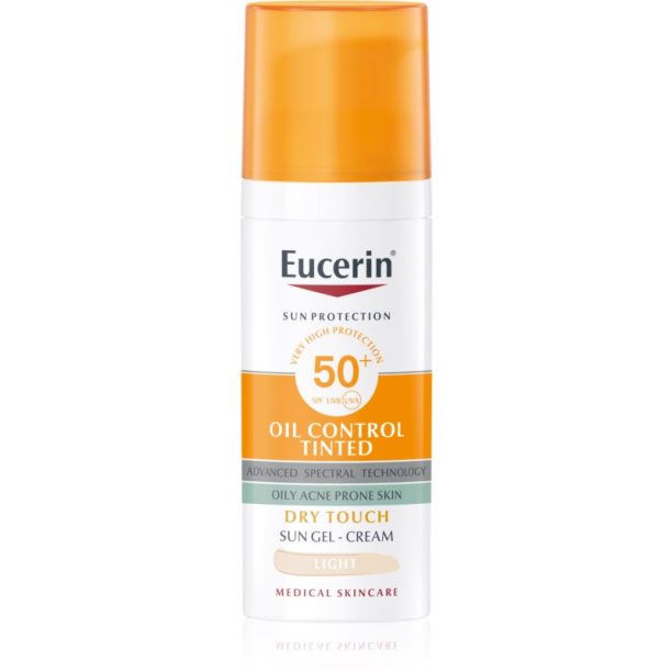 Eucerin Sun Oil Control Tinted гел крем за слънце SPF 50+ цвят Light 50 мл.