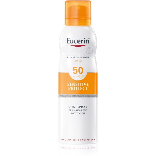 Eucerin Sun Sensitive Protect прозрачна мъбла за слънчеви бани SPF 50 200 мл.