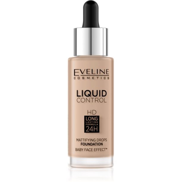 Eveline Cosmetics Liquid Control течен фон дьо тен с пипета цвят 035 Natural Beige 32 мл. на ниска цена