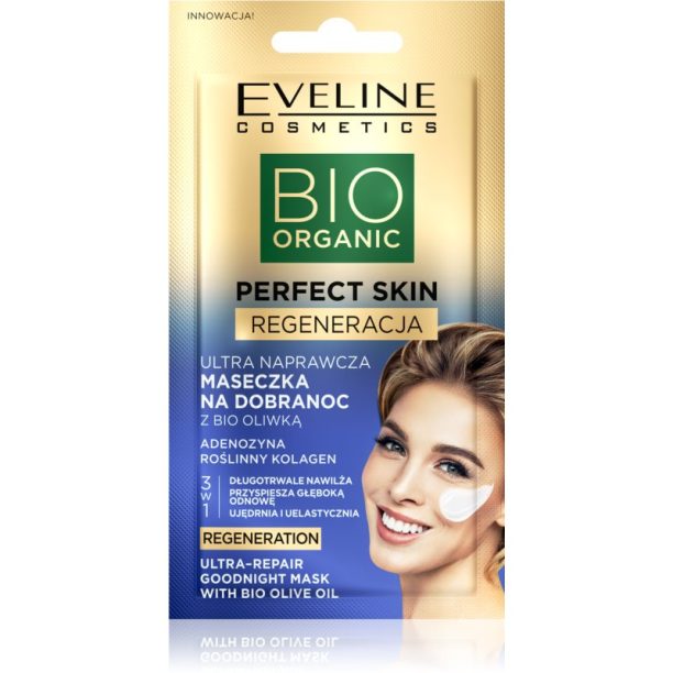 Eveline Cosmetics Perfect Skin Bio Olive Oil ревитализираща нощна маска за лице с маслинено олио 8 мл.