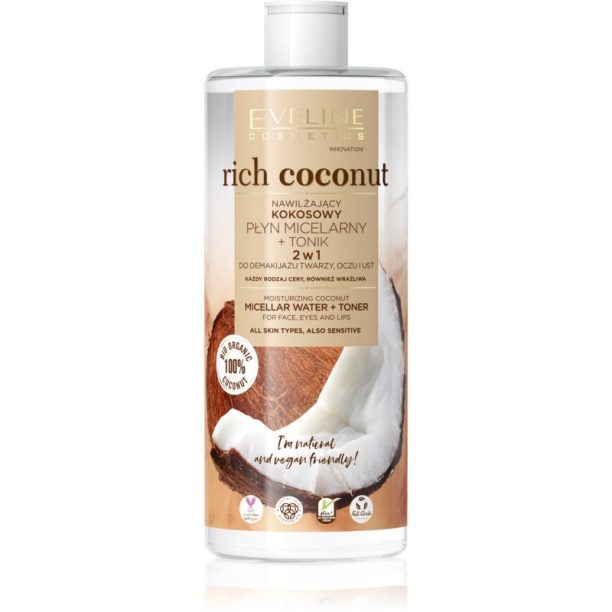 Eveline Cosmetics Rich Coconut мицеларна вода и тоник 2 в 1 500 мл. на ниска цена