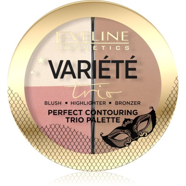 Eveline Cosmetics Variété Trio контурираща палитра за лице 3 в 1 цвят 02 Medium 10 гр.