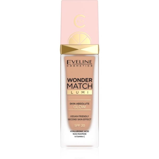 Eveline Cosmetics Wonder Match Lumi хидратиращ фон дьо тен с изглаждащ ефект SPF 20 цвят 25 Sand Beige 30 мл.