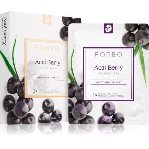 FOREO Farm to Face Sheet Mask Acai Berry антиоксидантна платнена маска 3x20 мл.