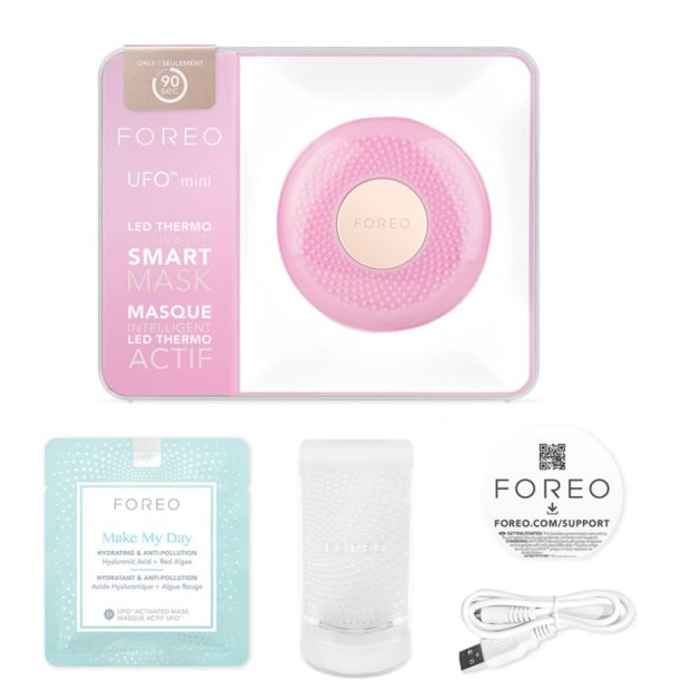 FOREO UFO™ Mini звуков уред за ускоряване ефекта на маските за лице малка опаковка Pearl Pink 1 бр. купи на топ цена