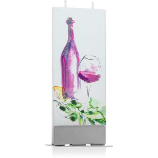 Flatyz Greetings Bottle Of Wine And Glass свещ 6x15 см