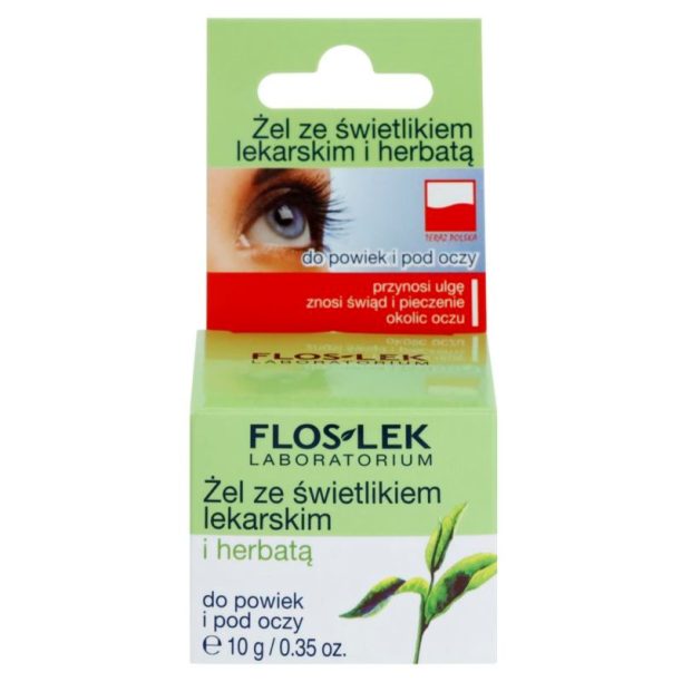 FlosLek Laboratorium Eye Care гел за околоочната зона с очанка и зелен чай 10 гр. купи на топ цена