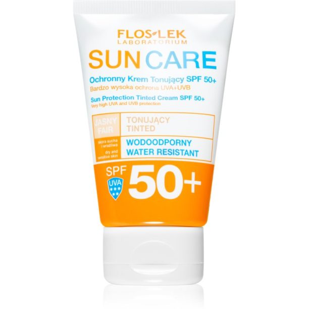 FlosLek Laboratorium Sun Care Derma тониращ крем за суха до чувствителна кожа SPF 50+ 50 мл.