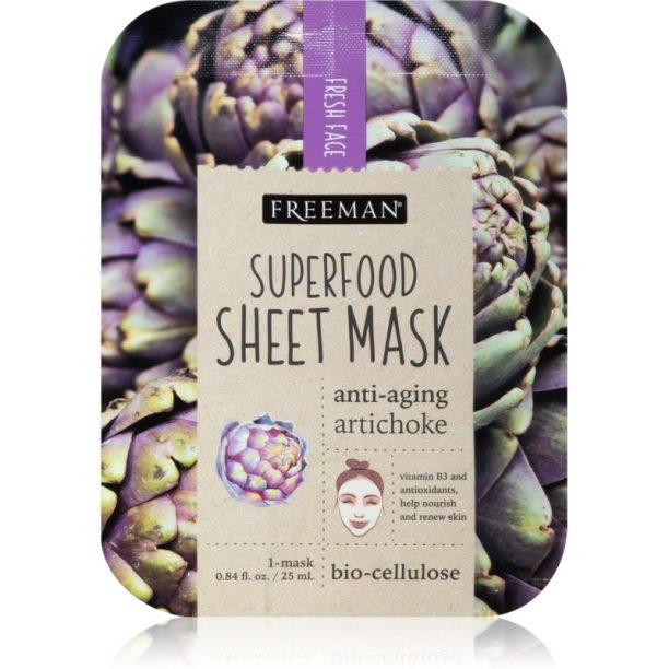 Freeman Superfood Artichoke платнена маска със стягащ ефект 25 мл.