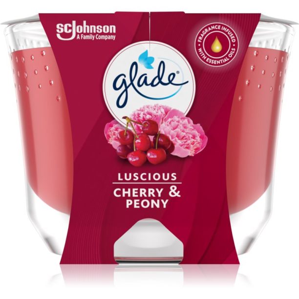 GLADE Luscious Cherry & Peony ароматна свещ 224 гр.