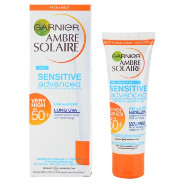 Garnier Ambre Solaire Sensitive Advanced слънцезащитен лосион за лице SPF 50+ 50 мл. купи на топ цена