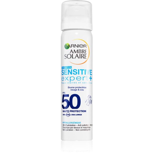 Garnier Ambre Solaire Sensitive Expert+ лек спрей за тен за лице и деколте SPF 50 75 мл.