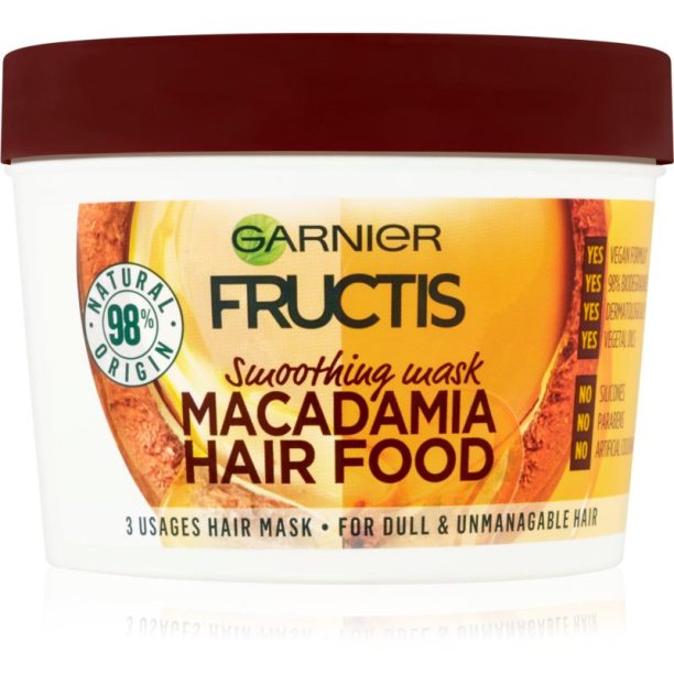 Garnier Fructis Macadamia Hair Food изглаждаща маска за непокорна коса 390 мл. на ниска цена