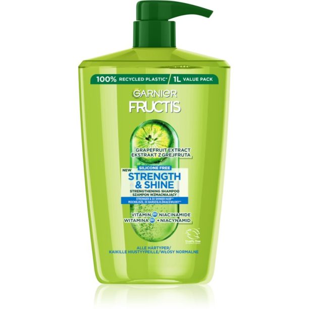 Garnier Fructis Strength & Shine подсилващ шампоан за всички видове коса 1000 мл. на ниска цена