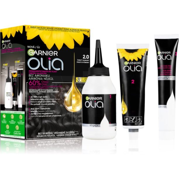 Garnier Olia Big Kit перманентната боя за коса цвят 2.0 Black Diamond