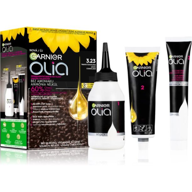 Garnier Olia Big Kit перманентната боя за коса цвят 3.23 Dark Chocolate