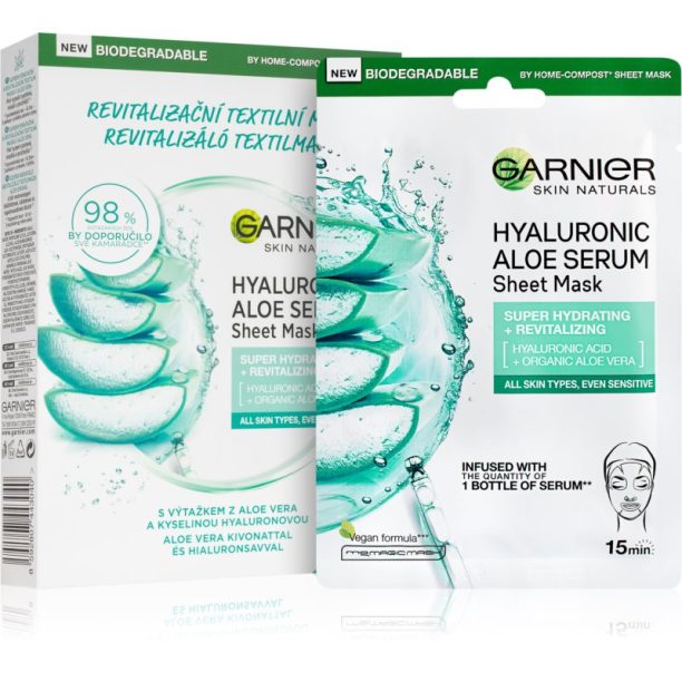 Garnier Skin Naturals Hyaluronic Aloe хидратираща платнена маска (изгодна опаковка)