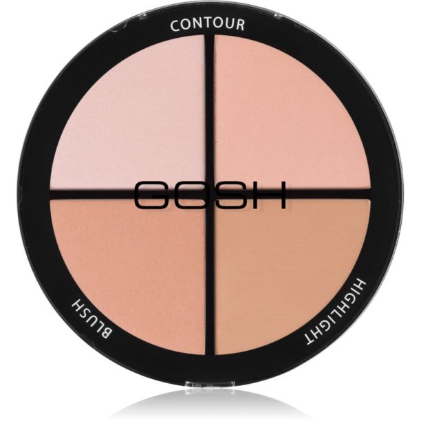 Gosh Contour'n Strobe палитра за контуриране и озаряване цвят 001 Light 15 гр.