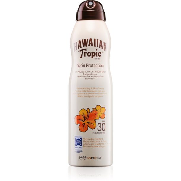 Hawaiian Tropic Satin Protection слънцезащитен спрей за тяло и лице SPF 30 220 мл.