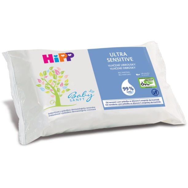 Hipp Babysanft Ultra Sensitive мокри почистващи кърпички за деца без парфюм 52 бр.