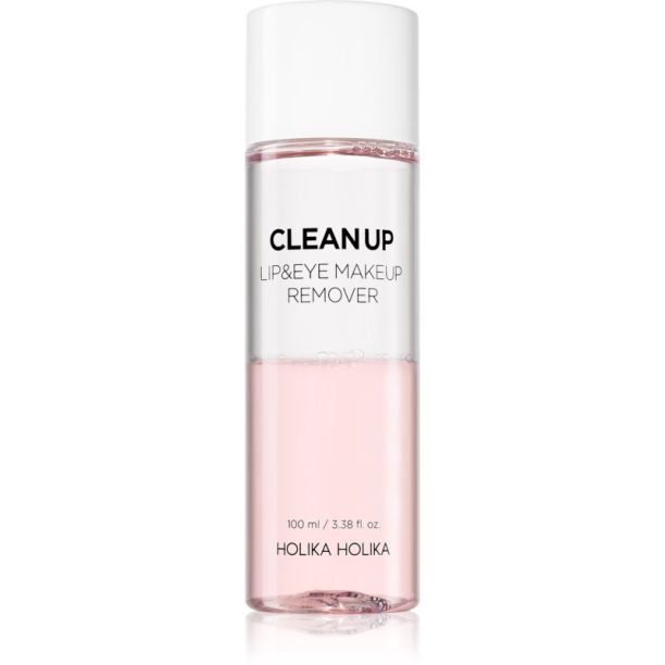 Holika Holika Clean Up лосион за почистване на грим с две съставки за чувствителна кожа на лицето и околоочен контур 100 мл.