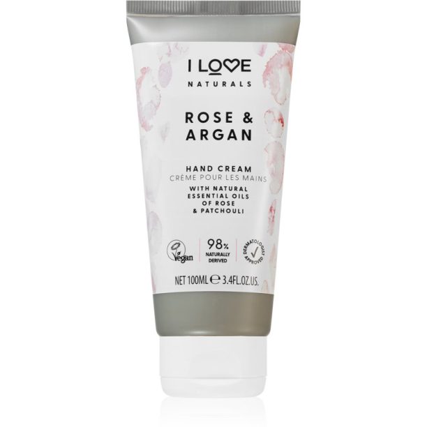 I love... Naturals Rose & Argan хидратиращ крем за ръце с аромат на рози 100 мл.