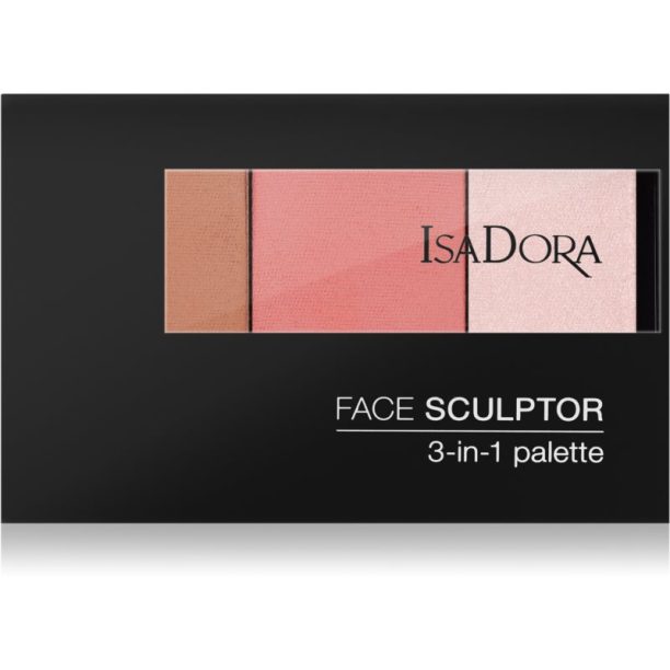 IsaDora Face Sculptor 3-in-1 Palette озаряваща и бронзираща палитра цвят 60 Warm Peach 12 гр.