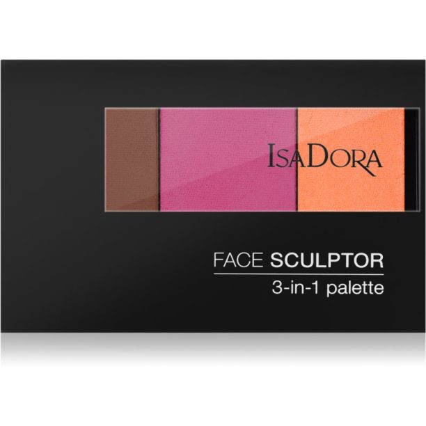 IsaDora Face Sculptor 3-in-1 Palette озаряваща и бронзираща палитра цвят 65 Bronze Plum 12 гр.