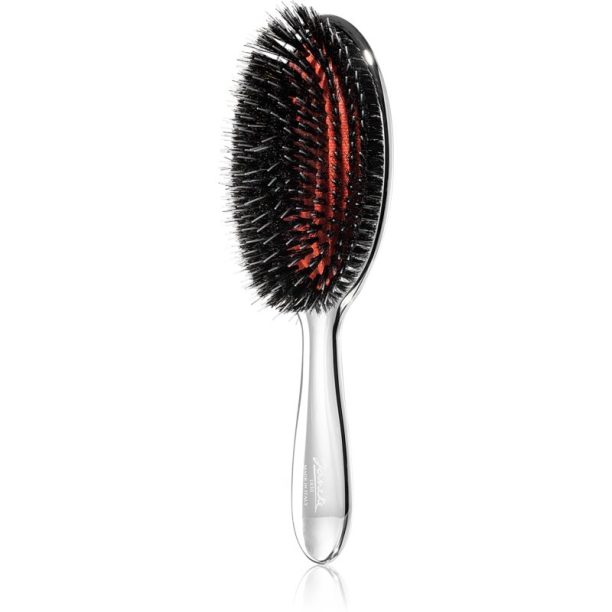 Janeke Chromium Line Air-Cushioned Brush with Bristles and Nylon Reinforcement овална четка за коса 22 x 7 cm