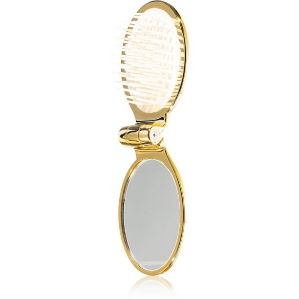 Janeke Gold Line Golden Folding Hair-Brush with Mirror гребен за коса с малко огледало 9