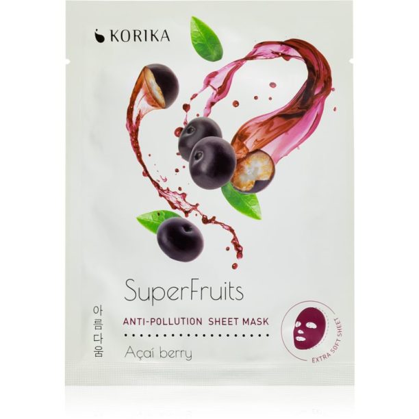 KORIKA SuperFruits Acai Berry - Anti-pollution Sheet Mask платнена маска на прах Acai berry 25 гр. на ниска цена