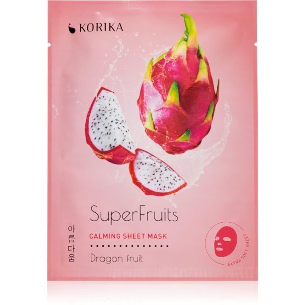 KORIKA SuperFruits Dragon Fruit - Calming Sheet Mask успокояваща платнена маска Dragon fruit 25 гр. на ниска цена