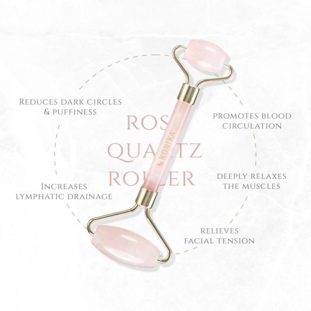 KORIKA Tools Face Roller Rose Quartz Stone масажно валяче на лицето и шията Quartz Roller Pink купи на топ цена