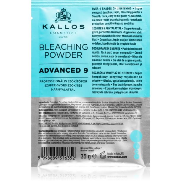 Kallos Bleaching Powder Advanced 9 изсветляваща пудра за кичури 35 гр.