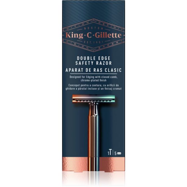 King C. Gillette Double Edge Safety Razor самобръсначка + ножчета за бръснене 5 бр. 1 бр. на ниска цена