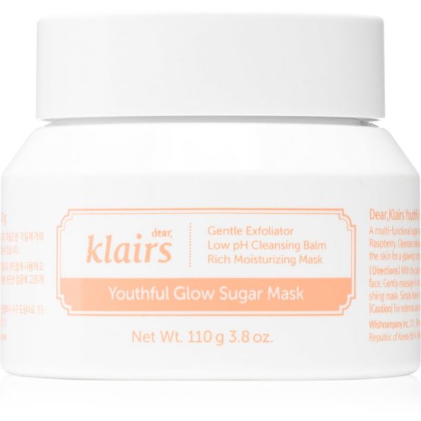 Klairs Youthful Glow Sugar Mask хидратираща и озаряващ маска с пилинг ефект 110 гр.