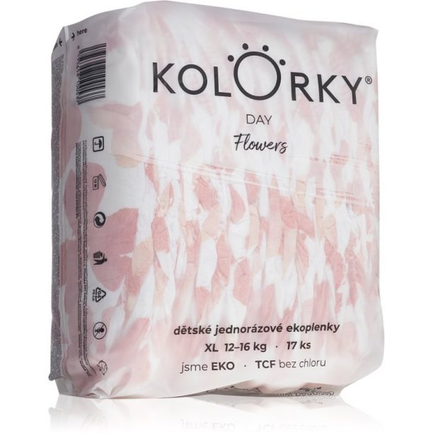 Kolorky Day Flowers еднократни ЕКО пелени размер XL 12-16 Kg 17 бр. на ниска цена