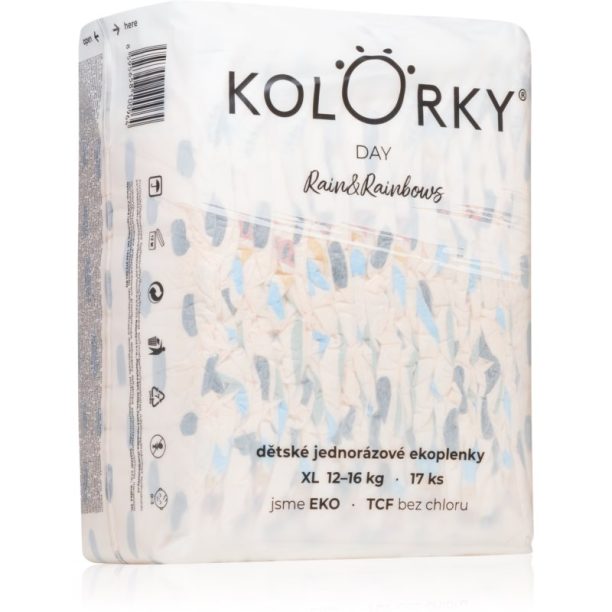 Kolorky Day Rain&Rainbow еднократни ЕКО пелени размер XL 12-16 Kg 17 бр.